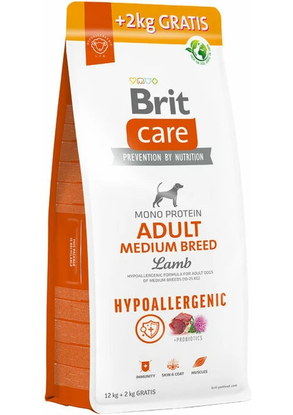 Brit Care Kuzulu Orta Irk Yetişkin Köpek Maması Bonus Paket 12 + 2 kg