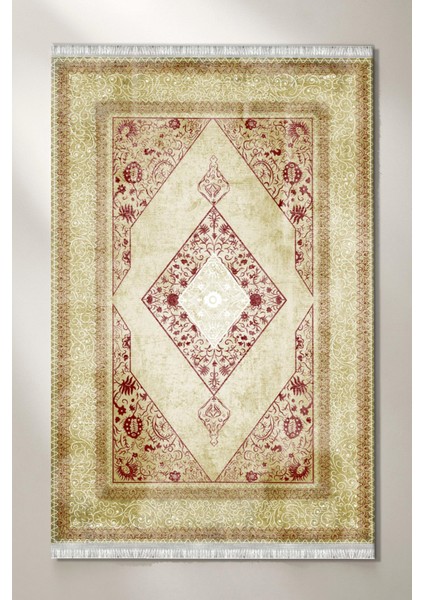 Roslyn Home Vintage Klasik Yıkanabilir Kilim Dekoratif Oturma Odası Halısı Kadife Kumaş Dokuma Taban Yolluk