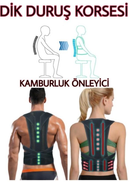 Dik Durus Korsesi Kadın Erkek Ortopedik Durmak İçin Sırt Korse Siyah