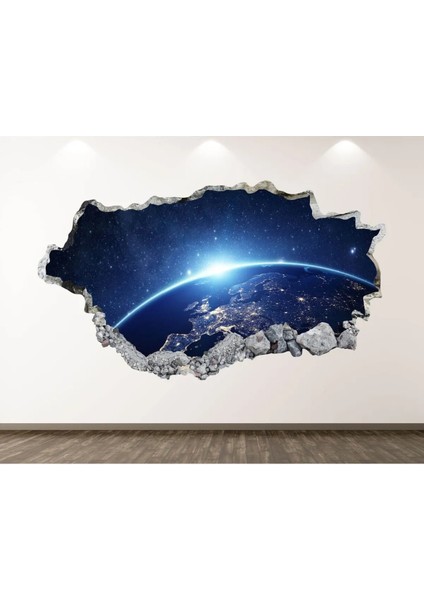 Güneş Sistemi ve Gezegenler Full Hd Baskı 3D Modern Duvar Sticker