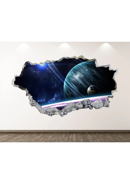 Güneş Sistemi ve Gezegenler Full Hd Baskı 3D Modern Duvar Sticker