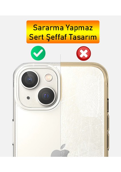 iPhone 15 Uyumlu Kılıf Sararmaz Sert Şeffaf Ultra Ince Kamera Koruma Çıkıntılı Toz Korumalı modelleri