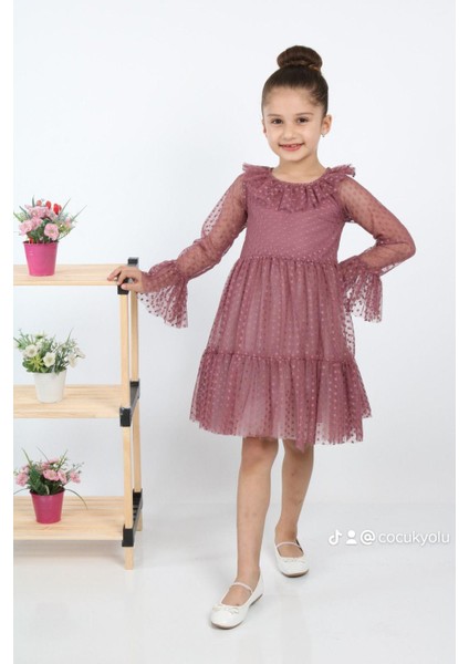 Çocukyolukids Puantiyeli Tüllü Bordo Kız Çocuk Elbise A1111141111017 indirimleri