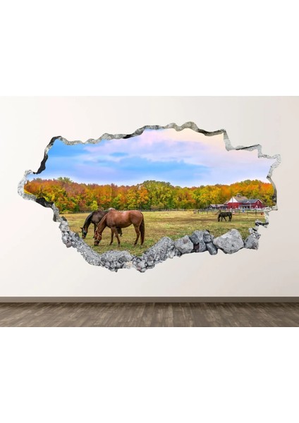 Mustang Vahşi Atlar Full Hd Baskı 3D Modern Duvar Sticker