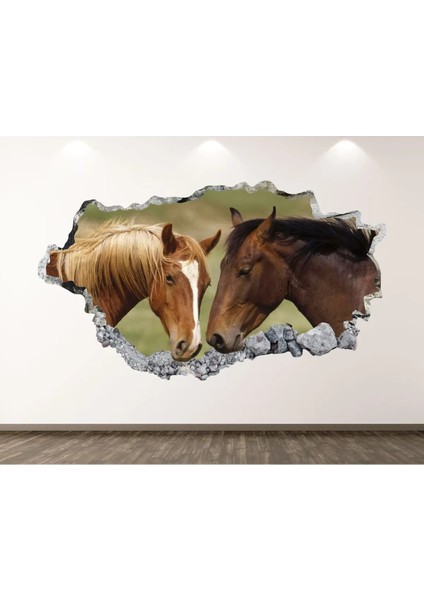Mustang Vahşi Atlar Full Hd Baskı 3D Modern Duvar Sticker