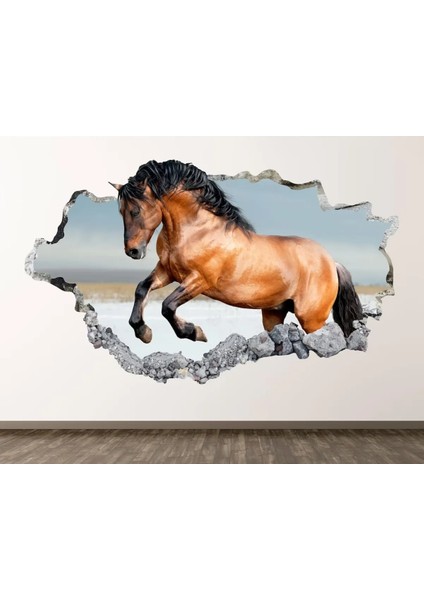 Mustang Vahşi Atlar Full Hd Baskı 3D Modern Duvar Sticker