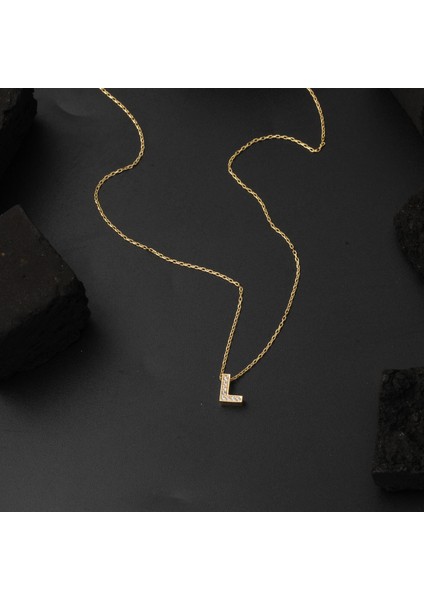 Taşlı L Harfli Minimal Altın Harf Kolye fırsatları