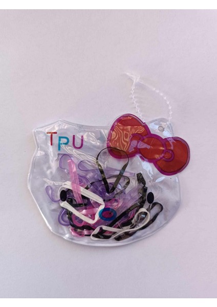 Çantalı Saç Örgü Lastiği Karışık Renkli Kalın