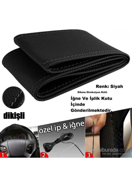 Fiat 500C Oto Direksiyon Kılıfı Siyah Dikiş Estetik Görünüm Yüksek Kalite
