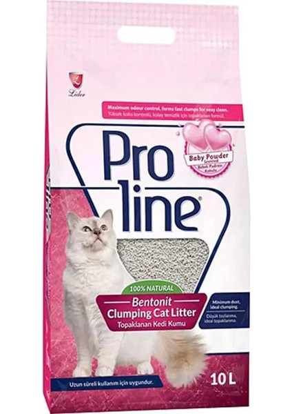 Pro Line Bentonit Bebek Pudrası Kokulu Topaklanan Kedi Kumu 10 lt