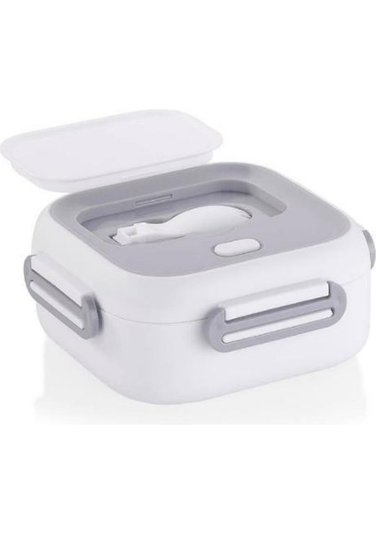 Square Lunch Box Tek Katlı Paslanmaz Çelik Kolay Kilitlenir Sefer Tası – 600 ml