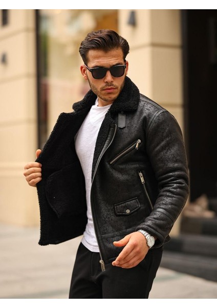 Erkek Napa Deri Içi Full Kürklü Yüksek Kalite Slim Fit Mont & Ceket
