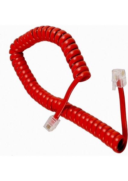 Telefon Spiral Kablo Kırmızı 0,2 M Siyah