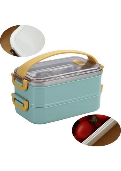 Enjoy Eating Lunch Box Iki Katlı Paslanmaz Çelik Kolay Kilitlenir Sefer Tası – 1400 ml