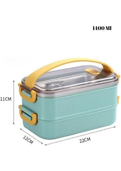 Enjoy Eating Lunch Box Iki Katlı Paslanmaz Çelik Kolay Kilitlenir Sefer Tası – 1400 ml