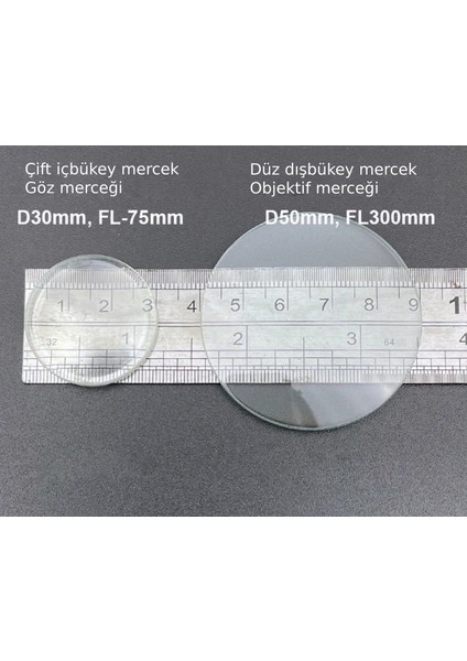 Galileo Teleskobu İçin Özel İçbükey Ve Dışbükey Cam Mercek Seti 2’li Özel Kutusunda Galileskop