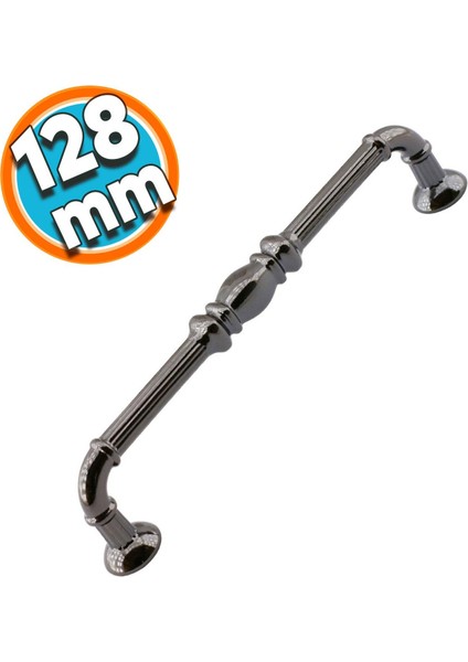 Mobilya Mutfak Dolabı Çekmece Dolap Kapak Kulpu Kulbu Füme 128 mm Metal Kulp