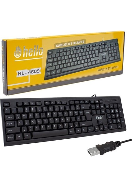 HL-4809 Standart USB F Klavye Siyah Kablolu Var Ev - Ofis Türkçe Q Mekanik Hisli Siyah