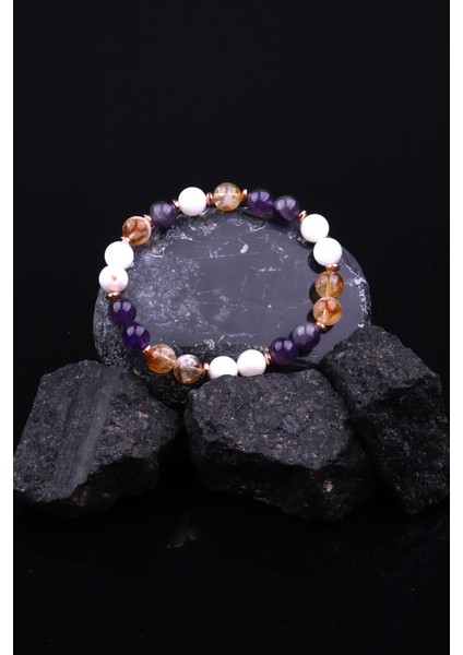 Ay Taşı - Sitrin - Ametist - Hematit Doğal Taş Tasarım Bileklik fiyatları