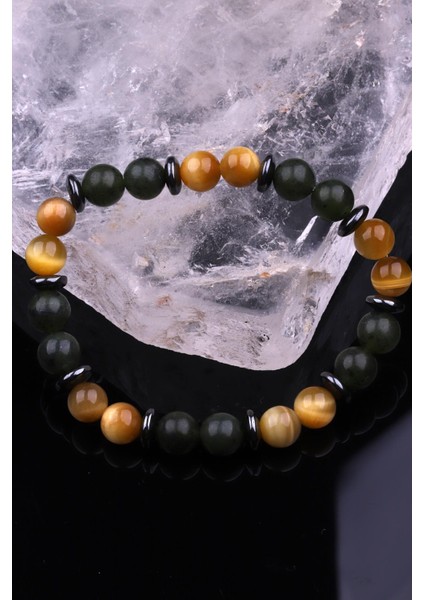 Kanada Yeşim - Kaplan Gözü - Hematit Doğal Taş Tasarım Bileklik fiyatları