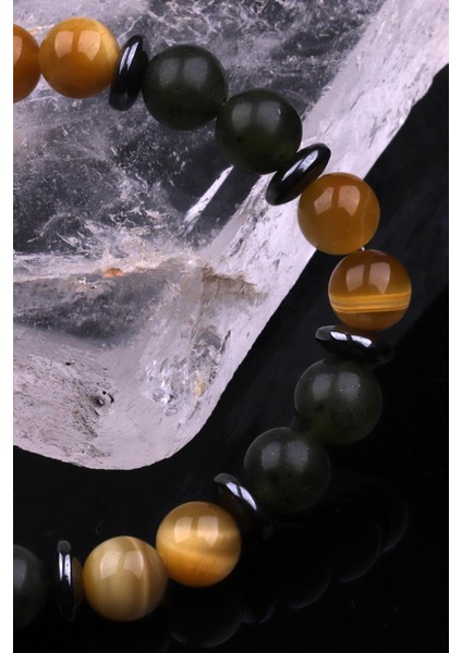 Kanada Yeşim - Kaplan Gözü - Hematit Doğal Taş Tasarım Bileklik modelleri