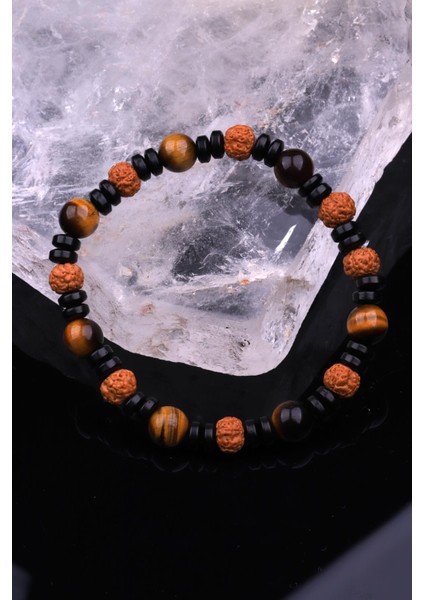 Kaplan Gözü -Rudraksha - Lav Doğal Taş Tasarım Bileklik fiyatları