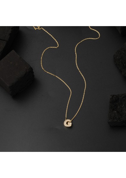 Taşlı G Harfli Minimal Harf Altın Kolye fırsatları