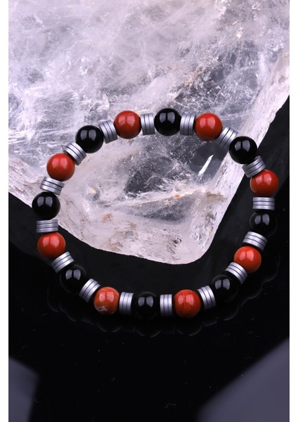 Red Jasper - Oniks - Hematit Doğal Taş Tasarım Bileklik fiyatları