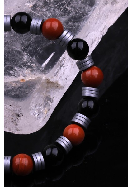 Red Jasper - Oniks - Hematit Doğal Taş Tasarım Bileklik modelleri