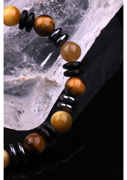 Kaplan Gözü - Hematit - Kokonat Doğal Taş Tasarım Bileklik modelleri