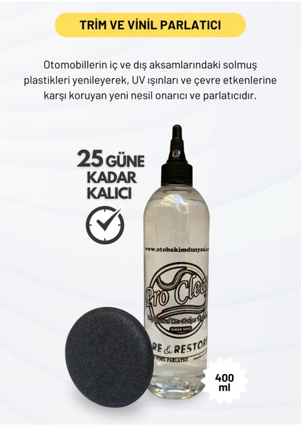 Vinil Parlatıcı Koruyucu Iç ve Dış Aksam Plastik Yenileyici 400ML ve Uygulama Süngeri modelleri