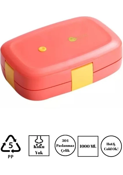 Litan Stainless Steel Lunch Box Tek Katlı Paslanmaz Çelik Kolay Kilitlenir Sefer Tası – 1000 ml