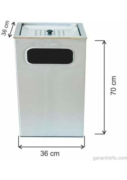 Garanti Metal 1351 Küllüklü Kare Çöp Kovası (100 Litre)