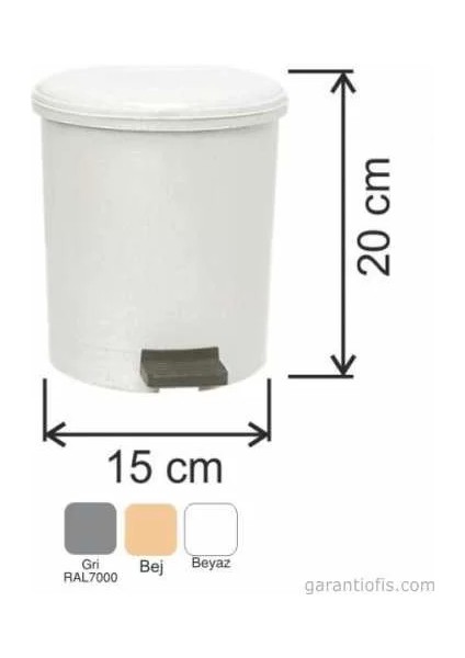Garanti Metal 7135 Plastik Iç Kovalı Yuvarlak Pedallı Çöp Kovası (3,5 Litre)