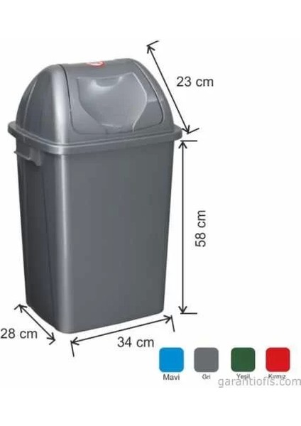 Garanti Metal 7400 Plastik Çatı Kapaklı Çöp Kovası (65 Litre)