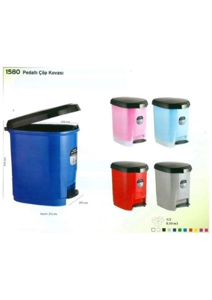 1380 Pedallı Çöp Kovası 9lt Kırmızı
