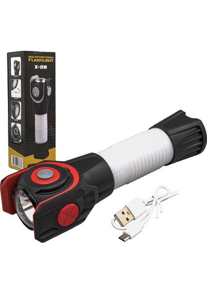 Powermaster X-28 Çok Fonksiyonlu El Feneri Işıldak Şarjlı