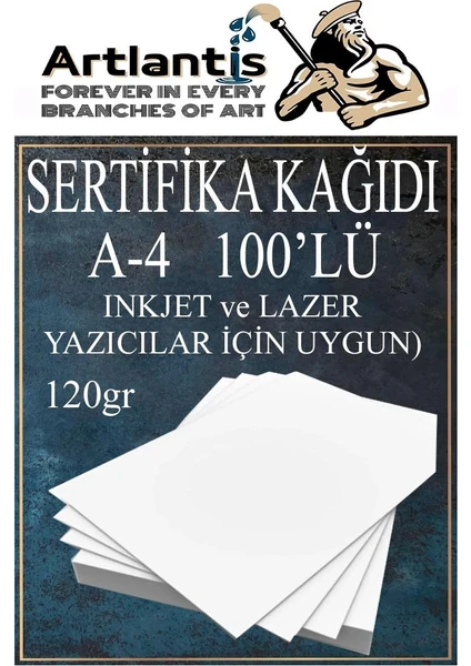 A4 Sertifika Kağıdı Kalın 100 Adet Gramajlı Fotokopi Kağıdı 120 gr Tüm Yazıcılara Uyumlu 21X29.7 cm Kalın Baskı Kağıdı