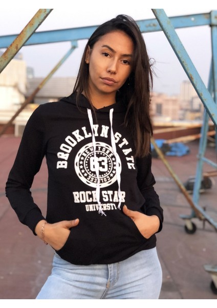 Catriona Siyah Kapşonlu Kadın Sweat