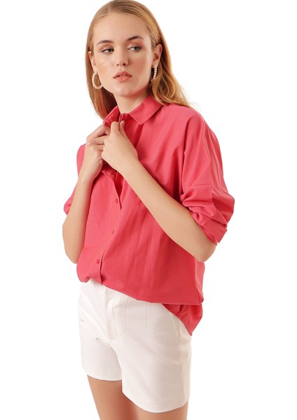 Kadın Oversize Uzun Basic Gömlek