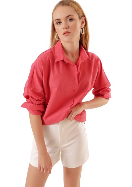 Kadın Oversize Uzun Basic Gömlek