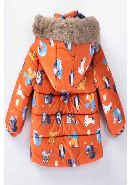 Trend Sevimli Rakun & Köstebek Figürlü Kışlık Varaklı-Kürklü Kapüşonlu Kışlık Mont fırsatları