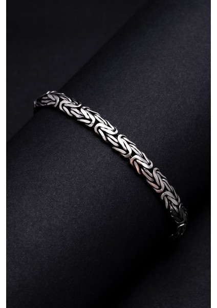 Erkek Gümüş Bileklik - 5.2mm Yassı Ezme Kral Model 925 Ayar Gümüş Erkek Bileklik modelleri