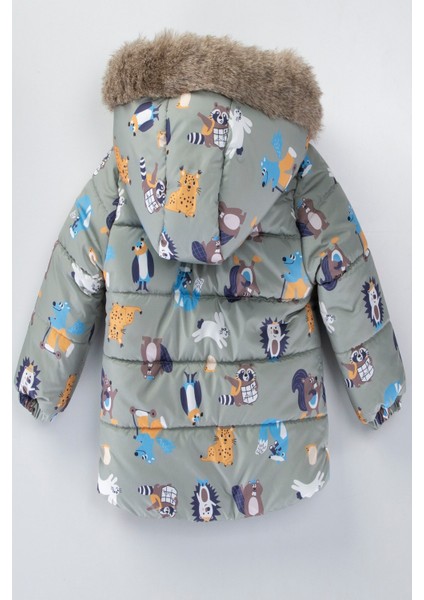 Trend Sevimli Rakun & Köstebek Figürlü Kışlık Varaklı-Kürklü Kapüşonlu Kışlık Mont fırsatları