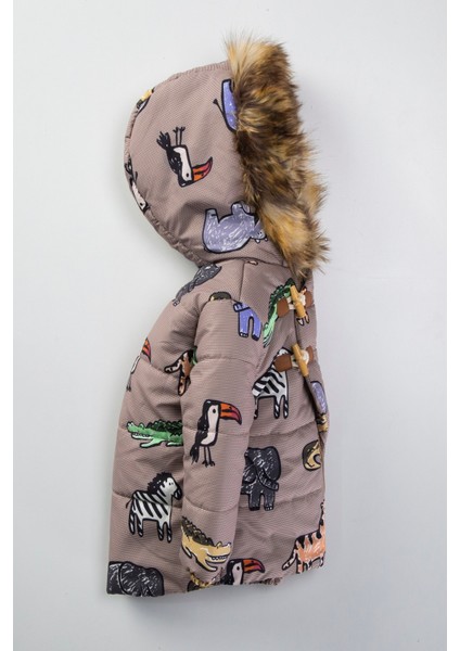 Bebek Sevimli Hayvanlar Figürlü Kışlık Iç Astarı Kürklü Kapüşonu Varaklı Kışlık Mont fiyatları