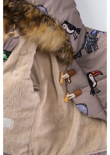 Bebek Sevimli Hayvanlar Figürlü Kışlık Iç Astarı Kürklü Kapüşonu Varaklı Kışlık Mont modelleri