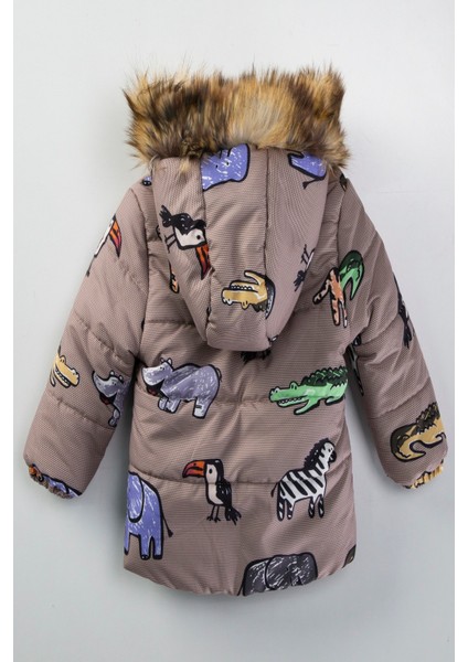 Bebek Sevimli Hayvanlar Figürlü Kışlık Iç Astarı Kürklü Kapüşonu Varaklı Kışlık Mont fırsatları