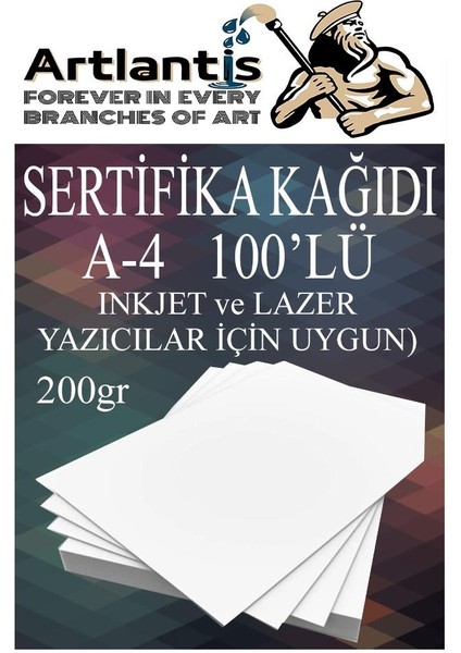 A4 Sertifika Kağıdı Kalın 100 Adet Gramajlı Fotokopi Kağıdı 200 gr Tüm Yazıcılara Uyumlu 21X29.7 cm Kalın Baskı Kağıdı