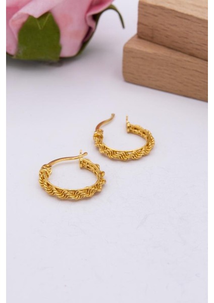 22 Ayar Altın Küpe Halat Burgu Model Kadın Küpe