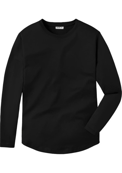Oval Kesim Basic Bisiklet Yaka Uzun Kollu Erkek Tişört | Regular Fit Tshirt | Full Lıkra TBL5001 modelleri